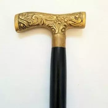 Винтажная трость 91,44 см, коническая трость из литой латуни из черного дерева с ручкой