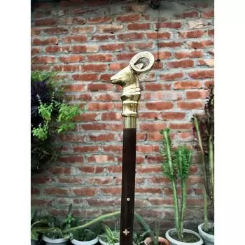 Винтажная трость с козьим дизайном, деревянная трость, латунная ручка, ручка, подарок золотой