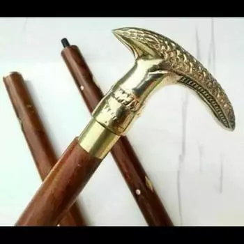 Винтажная трость, твердая латунь, ручка в виде змеиной головы, деревянная трость, трость 36 Inch коричневый