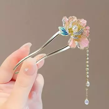 Винтажная U-образная вилка для волос Элегантная китайская заколка для волос с жемчужной кисточкой для волос на каждый день Style 6