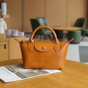 Винтажная универсальная женская сумка-пельмень из натуральной кожи - маленькая сумка-мессенджер (77158)