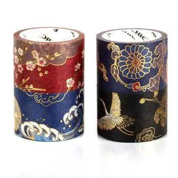 Винтажная васи-лента для дневника Декоративная клейкая лента Канцелярские принадлежности Золотая фольга Васи-лента Скрапбукинг Журнал Принадлежности Маскирующая лента