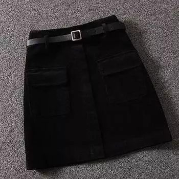 Винтажная вельветовая юбка женская корейская кавайная юбка с высокой талией женские мини-юбки А-силуэта Faldas S чёрный