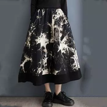 Винтажная весенне-летняя осенняя повседневная свободная длинная женская юбка больших размеров с высокой талией