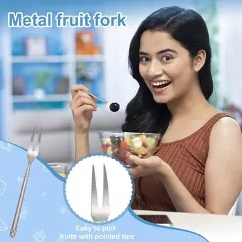 Винтажная вилка для фруктов из нержавеющей стали с цельной ручкой, элегантная винтажная посуда One Size серебряный