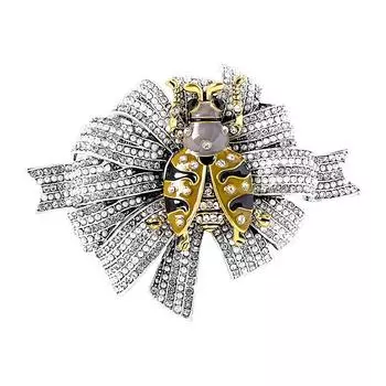 Винтажная винтажная средневековая брошь из сплава с цветами и божьей коровкой, жемчугом и бриллиантами, старинные аксессуары