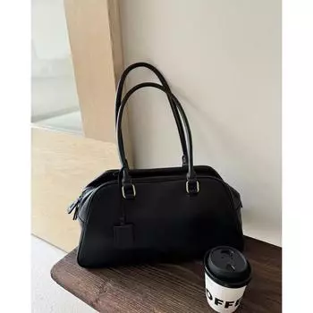 Винтажная вместительная женская сумка для боулинга на одно плечо Boston Bag Underarm Bag One Size чёрный