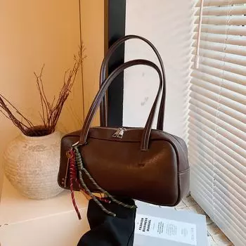 Винтажная вощеная кожаная сумка-подушка, женская сумка на одно плечо через подмышку, дорожная ручная сумка no pendant красный