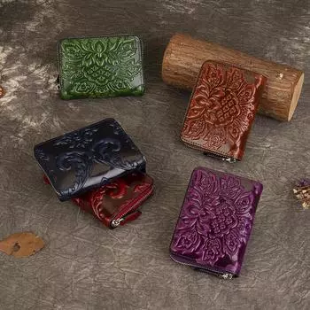 Винтажная выдвижная сумка для карт, кошелек для монет, сумка для сертификата на несколько карт, мини-кошелек коричневый