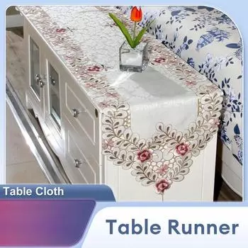 Винтажная вышитая цветочная кружевная ткань для стола, полупрозрачная марлевая скатерть, ажурный декор для свадебного ресторана 30 45cm