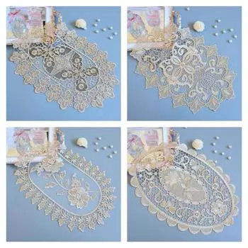 Винтажная вышивка крючком шампанское овальная подставка под тарелку цветочный горшок бонсай мебель салфетка рождественская свадьба украшение для вечеринки Oval 30x45cm