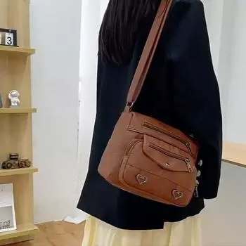 Винтажная высококачественная сумка через плечо из искусственной кожи, женская сумка-мессенджер большой вместимости, роскошный дизайн, дорожные сумки для мам 22x13x19cm коричневый