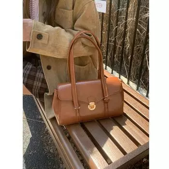 Винтажная высококачественная женская большая сумка подмышками, новинка 2023 года, модная красная простая стильная корейская текстурная портативная сумка на плечо чёрный