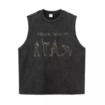 Винтажная выстиранная состаренная майка с принтом группы Queen в американском уличном рок-стиле, футболка с коротким рукавом, мужская женская спортивная для фитнеса S