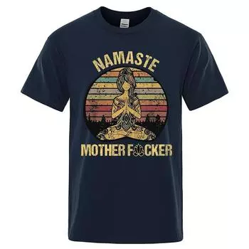 Винтажная забавная футболка Namaste Mother Explicit, мужская футболка, женские хлопковые футболки, топы, свободная одежда больших размеров с короткими рукавами S чёрный