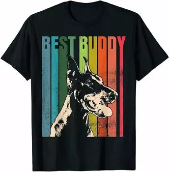 Винтажная забавная футболка с доберманом-пинчером, трендовая футболка унисекс S