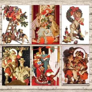 Винтажная забавная рождественская картина Санта и дети, холст, HD печать, традиционный настенный художественный постер, картина для праздника, домашнего декора, подарок 21x30cm No Frame