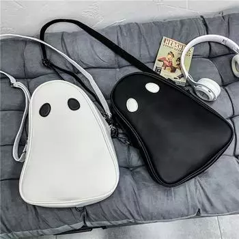 Винтажная забавная сумка на груди с изображением дьявола и призрака, модная женская сумка через плечо из искусственной кожи, кошельки и сумки на молнии 23x8x31cm чёрный