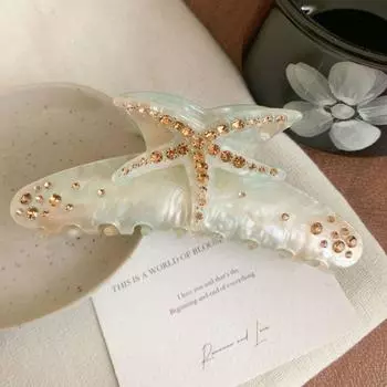 Винтажная заколка для волос «морская звезда» из ацетата, заколка для волос «ракушка из уксусной кислоты», заколка для волос «акула» со стразами для женщин жёлтый