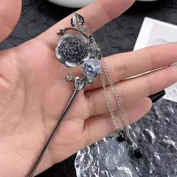 Винтажная заколка для волос в китайском стиле, элегантная заколка для волос с камелией в стиле туши для женщин, девочек, весенняя атмосфера, аксессуар для волос, подарки для девочек