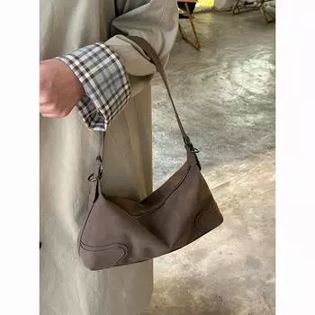 Винтажная замшевая сумка подмышкой Новая матовая сумка-паровоз Майяра, крутые красотки, сумка-мессенджер через плечо коричневый