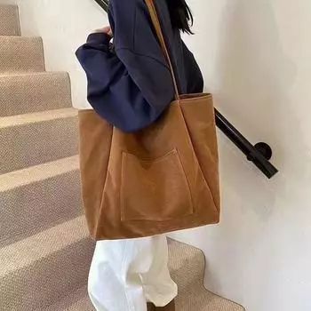 Винтажная замшевая сумка-тоут женская новая осенне-зимняя сумка через плечо большой вместимости сумка для компьютера