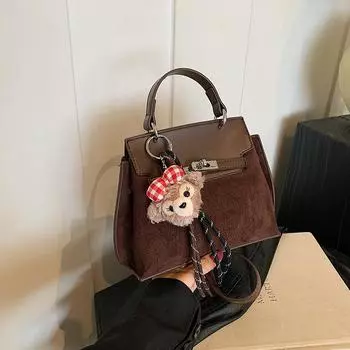 Винтажная замшевая сумка женская зимняя универсальная сумка сумка через плечо для поездок на работу 20.5*8.5*18