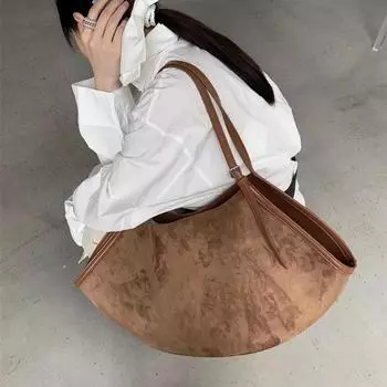 Винтажная замшевая женская сумка через плечо, простая, вместительная, элегантная дорожная сумка