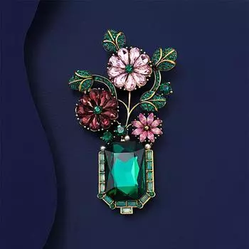 Винтажная зеленая брошь в стиле прованс для сада, женская легкая роскошная брошь высокого класса, модная булавка для пальто