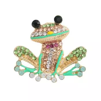 Винтажная зеленая лягушка-брошь, маленькая свежая брошь для одежды, корсаж