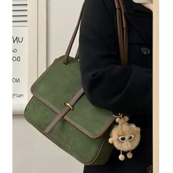 Винтажная зеленая сумка через плечо, кошелек для женщин, новая, большая емкость, повседневная сумка для женщин, ретро, эстетика Харадзюку