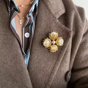 Винтажная жемчужная брошь для женщин с тычинкой в стиле ретро, модная и персонализированная