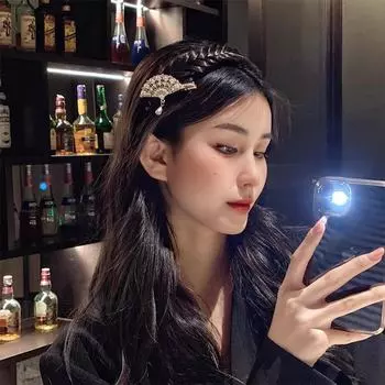 «Винтажная жемчужная шпилька для волос в виде павлина с кисточками и веером» null золотой