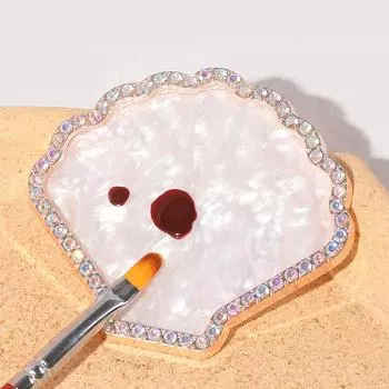 Винтажная жемчужная смоляная демонстрационная доска для нейл-арта в форме ракушки, палитра для смешивания цветов гель-лака со стразами, накладные ногти, инструмент для палитры для нейл-арта