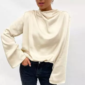 Винтажная женская элегантная мягкая свободная блузка с капюшоном, модный топ, повседневные женские складные топы, блузки для девочек, тонкие рубашки для женщин, низ S зелёный