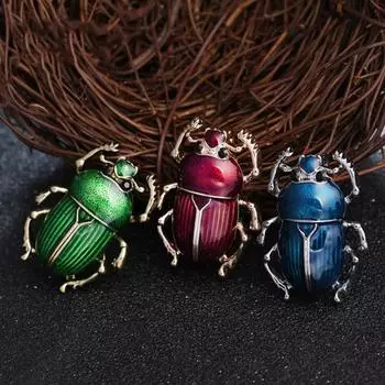 Винтажная женская эмалированная брошь с изображением насекомых и насекомых, женский шарф, вечерние украшения темно-синий
