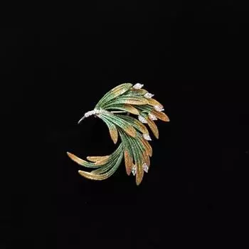Винтажная женская брошь, цветной хвост феникса, изысканный капающий масляный шарф, пряжка, декор для одежды синий