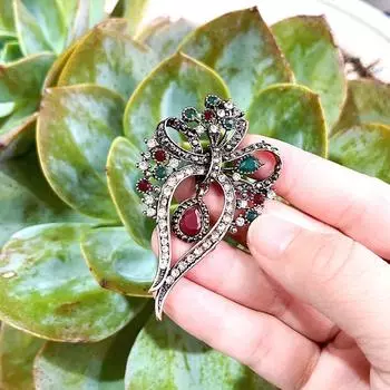 Винтажная женская брошь с бантом, платье, брошь, кристалл, античное золото, смола, богемные свадебные украшения красный