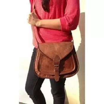 Винтажная женская цыганская сумка из натуральной кожи, сумка-мессенджер, сумка для покупок 9 x 11 x 3 in коричневый