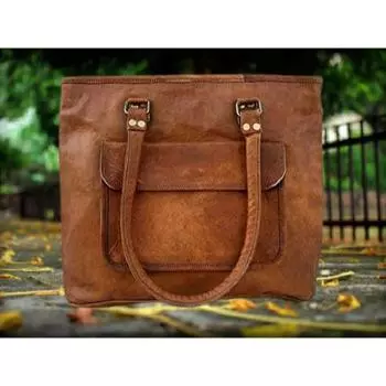 Винтажная женская цыганская сумка из натуральной кожи, сумка-мессенджер, сумка для покупок 12 x 16 x 5 in коричневый