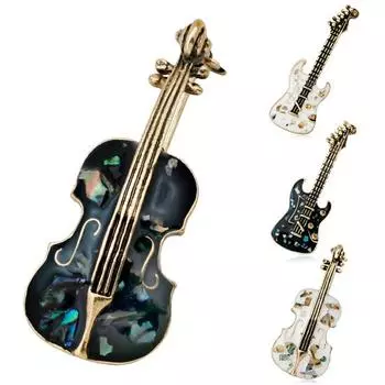 Винтажная женская гитарная брошь со стразами, значок, ювелирные аксессуары, подарки B