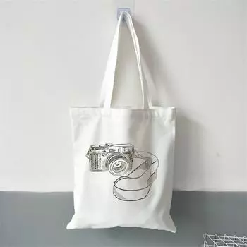 Винтажная женская холщовая сумка с рисунком камеры, многоразовая эко-женская сумка для покупок, сумки на плечо, большая женская дорожная сумка