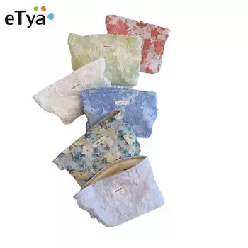 Винтажная женская косметичка с цветочным принтом, большая вместительная портативная косметичка для красоты, чехол-органайзер, холщовый клатч, дорожная сумка для стирки