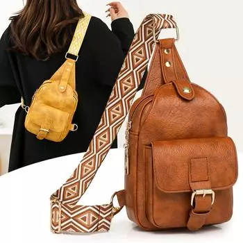 Винтажная женская нагрудная сумка большой вместимости, водонепроницаемая сумка через плечо коричневый