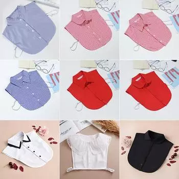 Винтажная женская новая хлопковая рубашка с накладным галстуком, кружевная блузка со съемным воротником, блузка с лацканами и топом