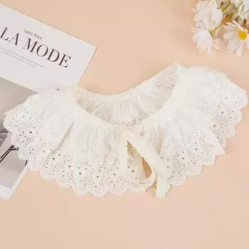 Винтажная женская рубашка с вышитым цветочным фальшивым воротником, белая шаль, кукольный фальшивый воротник, декоративный воротник рубашки, съемная шаль