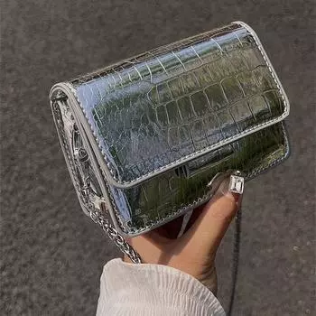 Винтажная женская серебряная шикарная сумка через плечо, роскошная дизайнерская маленькая сумка на плечо, модная золотая мини-квадратная милая сумка из искусственной кожи