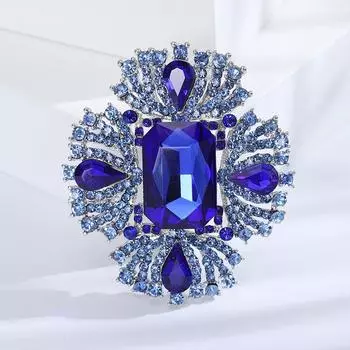 Винтажная женская сине-белая хрустальная брошь с цветком, серебряная, золотистая, винтажная брошь для женщин, милый аксессуар для платья с крестом, аксессуар для пальто зелёный