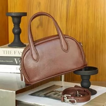 Винтажная женская сумка-боулинг Boston Bowling Bag из натуральной кожи растительного дубления Niche с одним плечом и через плечо