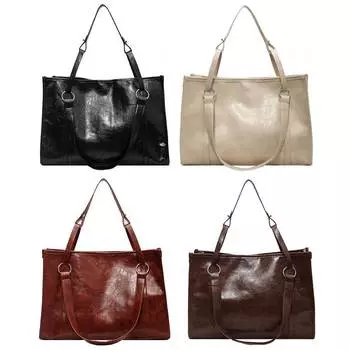 Винтажная женская сумка через плечо, большая универсальная сумка-тоут, женская сумка через плечо высокого качества из искусственной кожи, сумка-мессенджер для поездок на работу белый